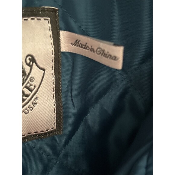 EUC Juicy Couture Teal Blue Quilted Hooded Puffer Down Filled Ruffle Jacket Med - Picture 7 of 13